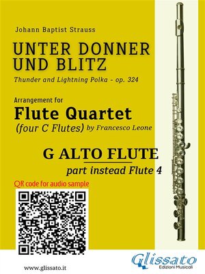 cover image of G Alto Flute (instead Flute 4) part of "Unter Donner und Blitz" for Flute Quartet
